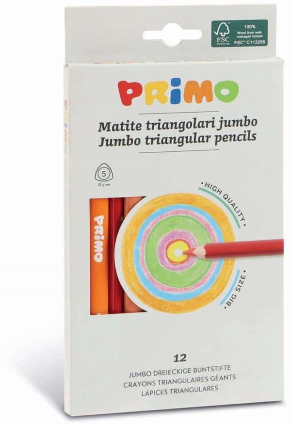 PRIMO - 12 Jumbo kleurpotlood 3-zijdig 5.5mm in doos